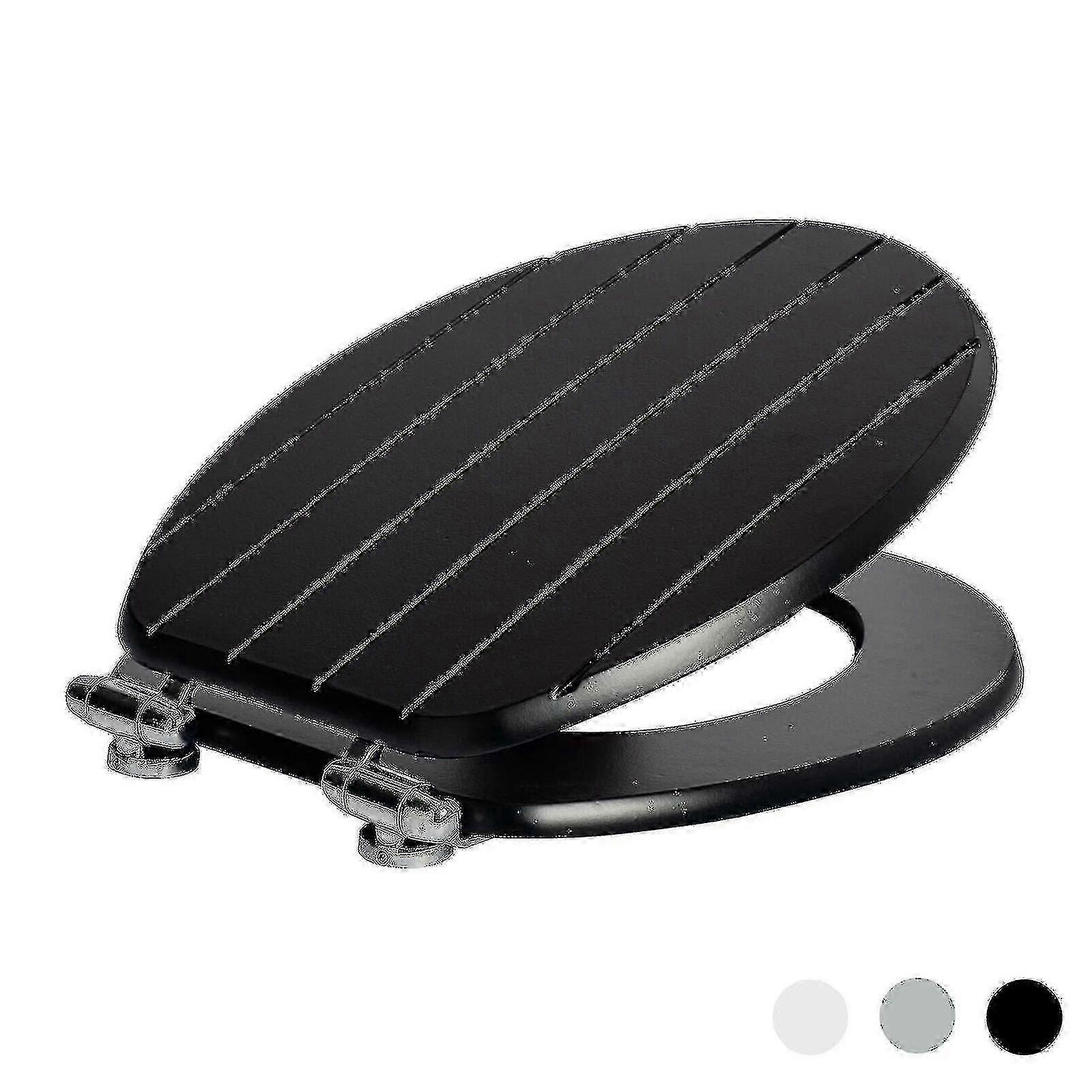 WC sedátko s měkkým dovíráním s chromovými panty, vroubkovaný černý design