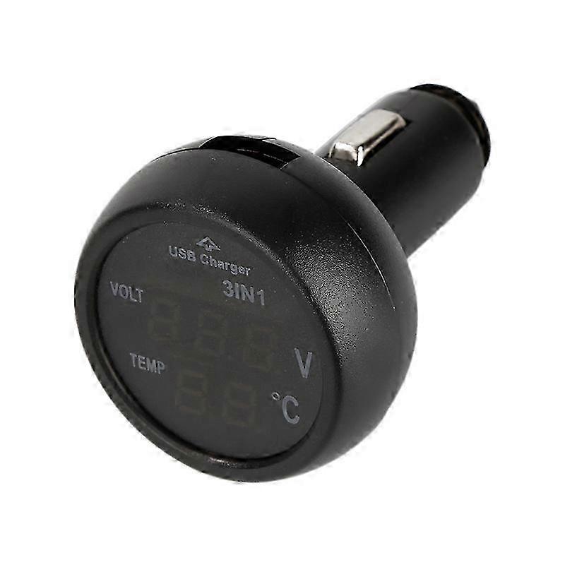 Car Digital Voltmeter Thermometer USB Charger Car Cigarette Lighter Socket Digital Voltmeter Thermometer 3 In 1 Meter_li