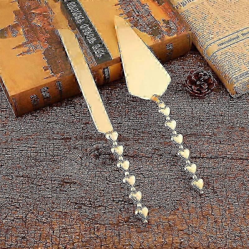 2ks zlaté srdce ve tvaru rukojeti dort řezačka a server sada pro svatbu, večírek