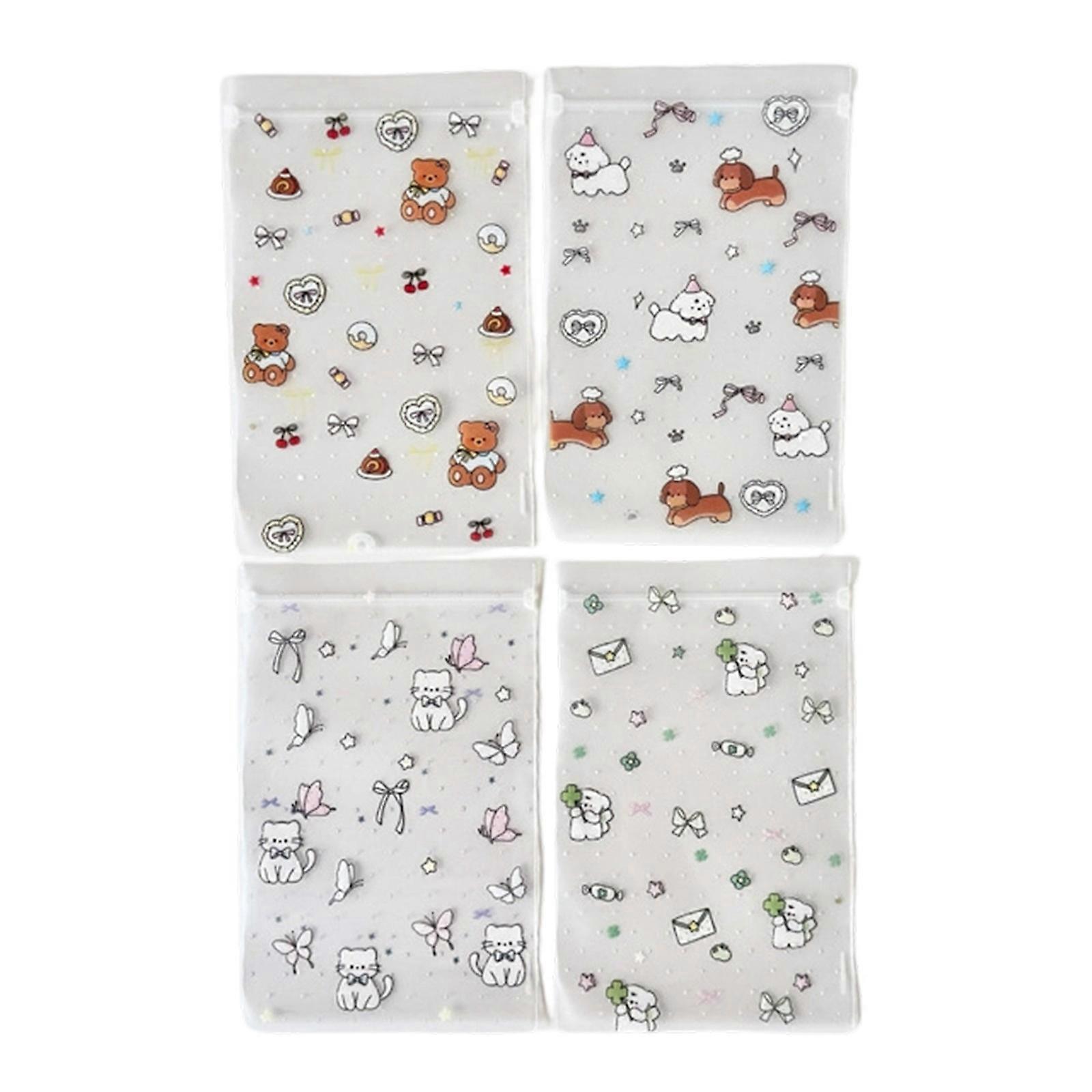 100 Efficient Plastic Snacks Bags With Cartoon Patterns Leakproof Design For School Lunch Storage Multicolor