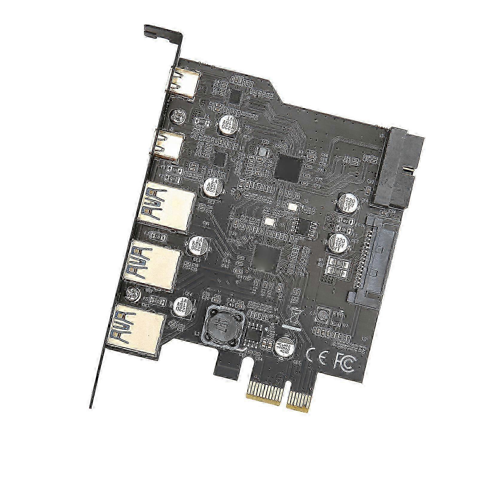 PCIE 1X to USB Expansion Card 3xUSB3.0 2xType C 19pin 5 Port Expansion Adapter Card for PC Desktop