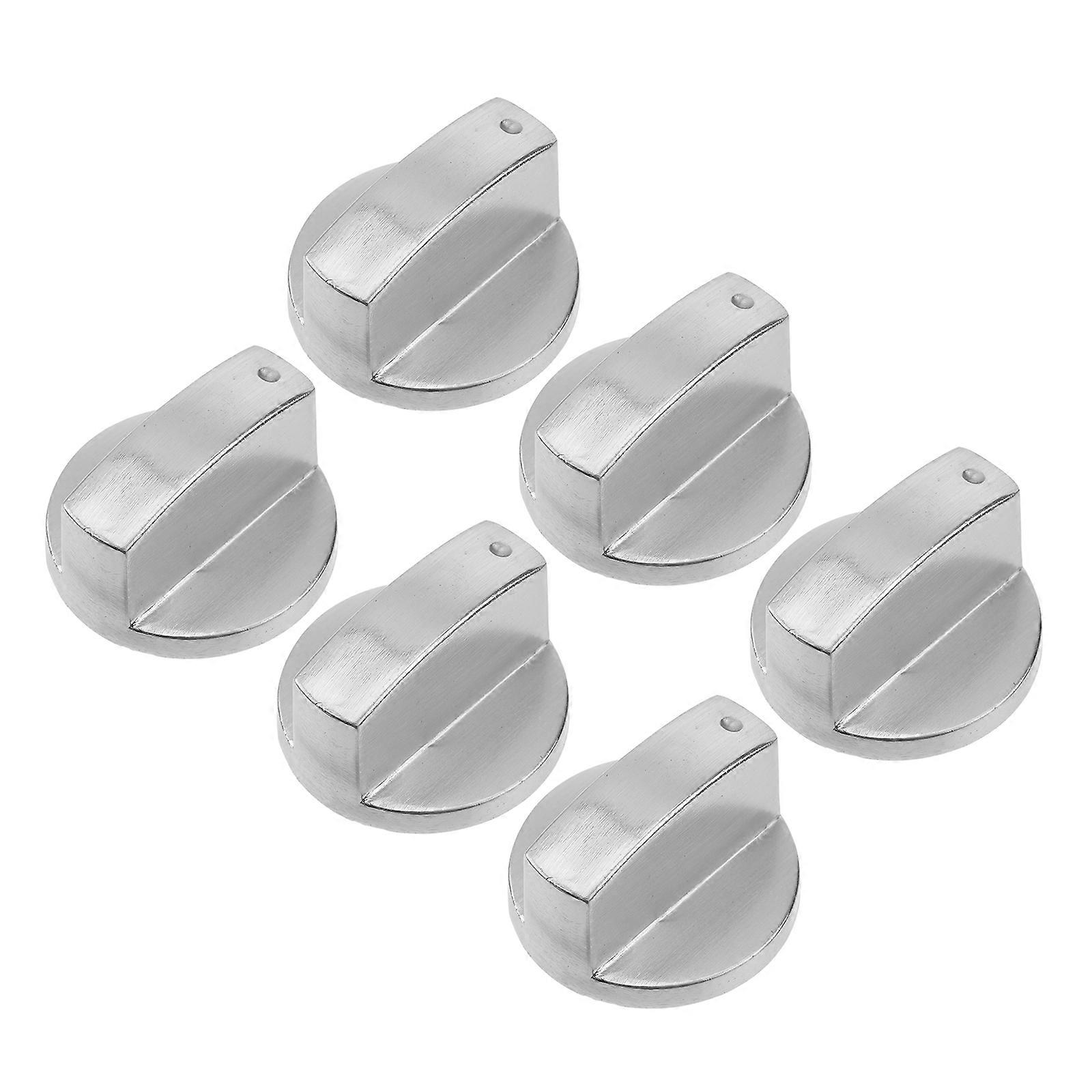 6PCS Zinc Alloy Gas Stove Embedded Stove Brushed Metal Switch Knob(Silver)