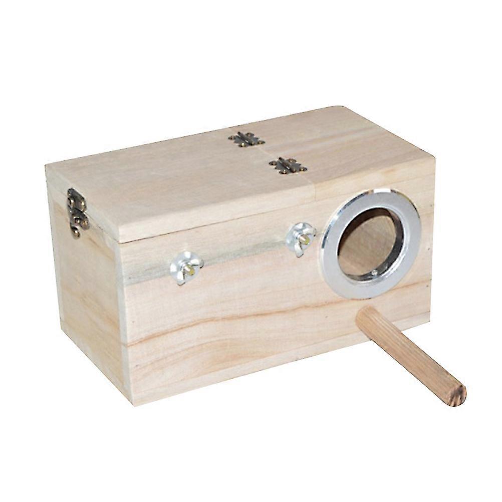 2pcs Medium Size Bird Parrot Holder Wooden Bird Nesting Organizer Clear View Window Bird House Left Openings