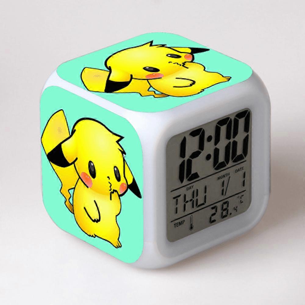 LED Alarm Clock with Pokemon Pattern - Glowing Digital Table Clock for Kids, Adults - Compatible with HTNL#286 - Birthday Gift