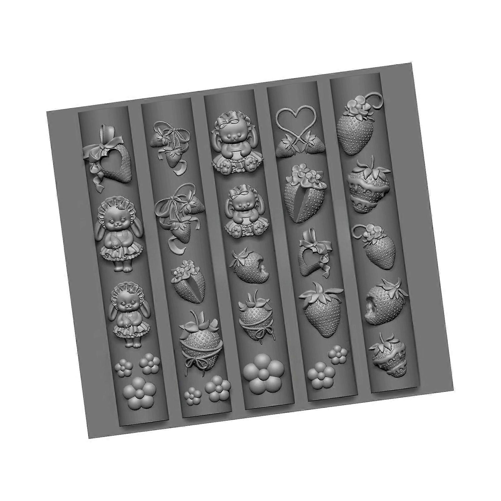 Flexible Silicone Nail Embossing Tool Reusable Mold with Ballets Bowknot Patterns Nail Art Stencil Silicone Texture Multicolor