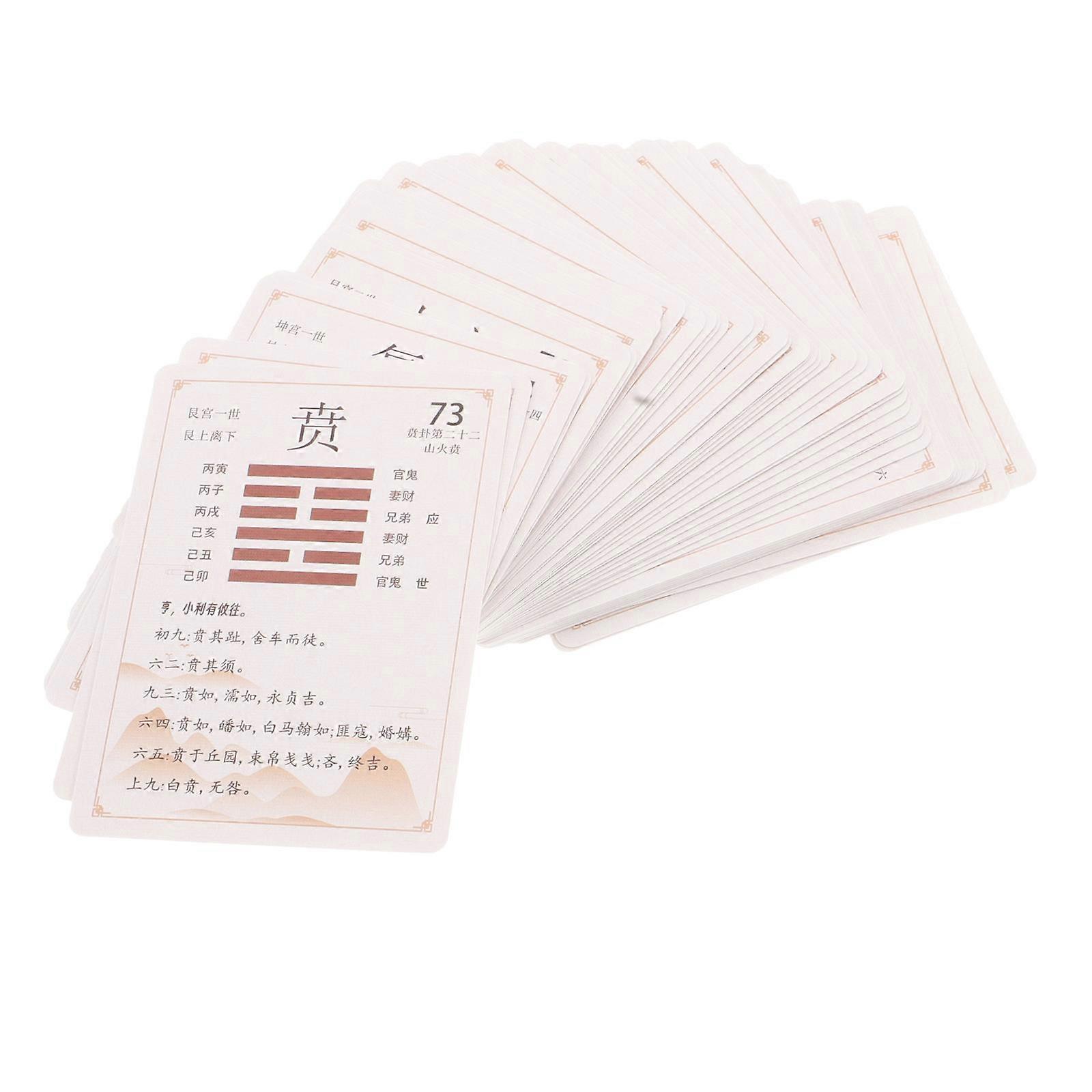 Divination I Ching Cards Learning Tool Paper Assorted Color for Meditation 64Pcs