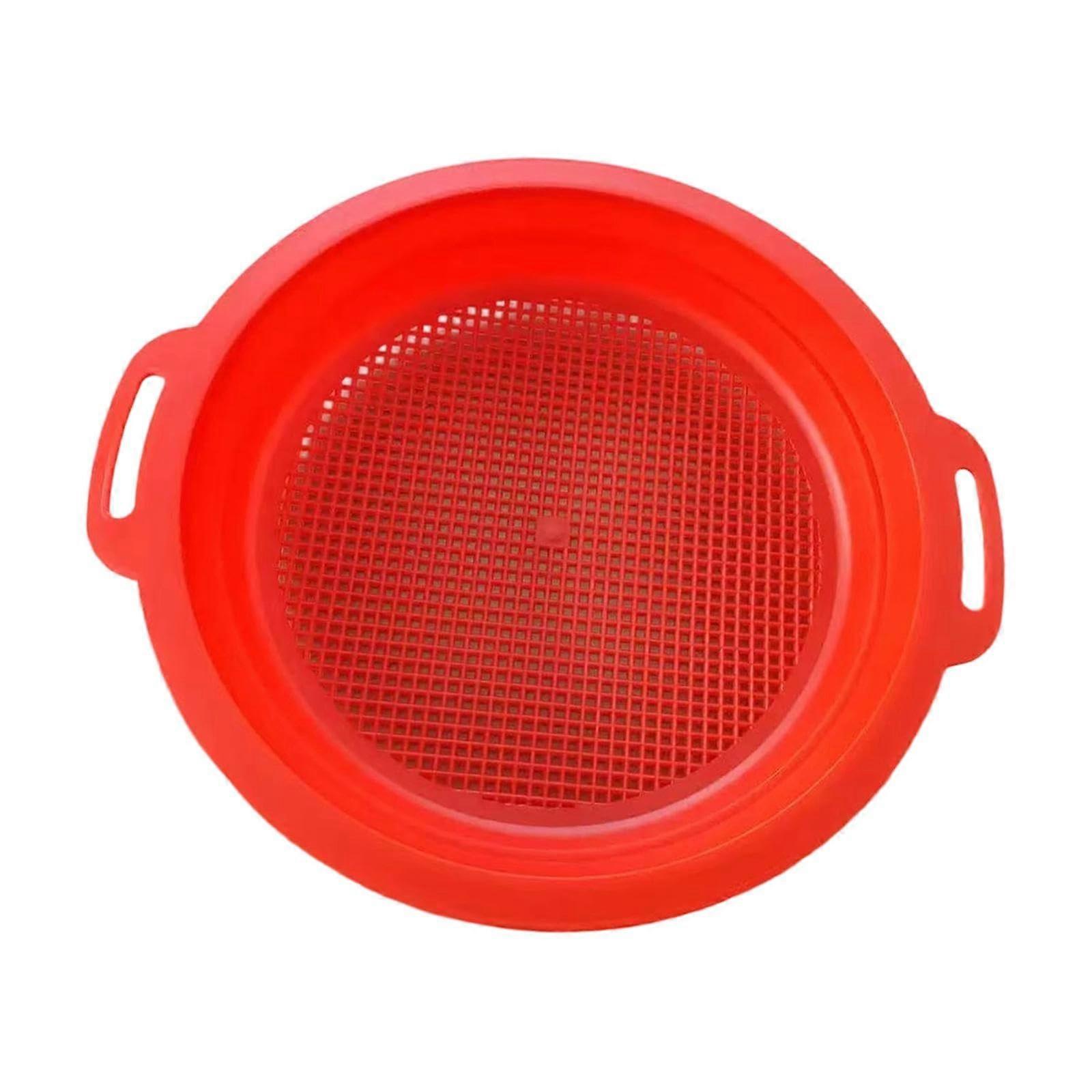 Kids Sand Sifter with Handle, Durable Plastic Beach Sand Sieve Toy for Efficient Sand Separation  Red