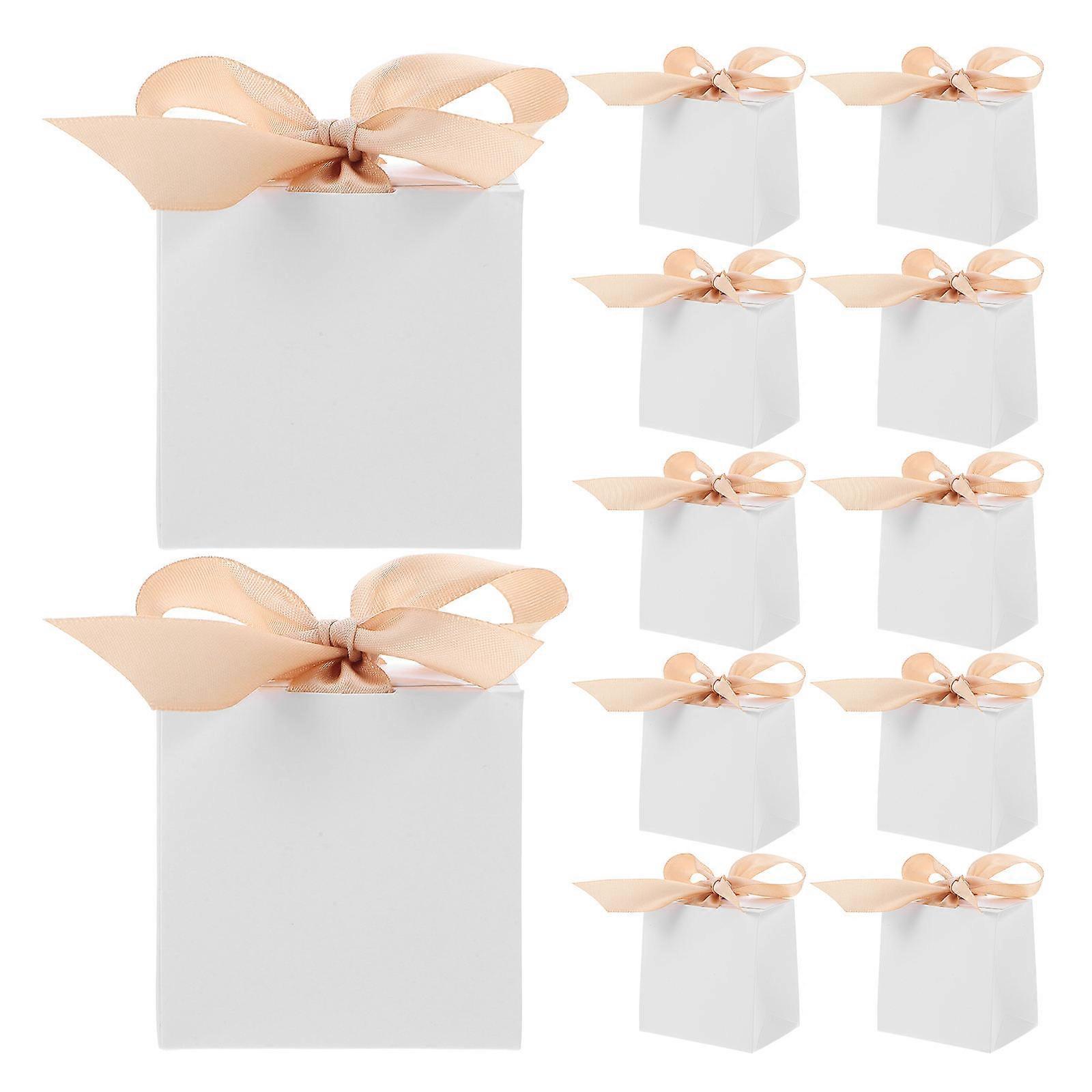White Packaging Boxes Mini Favor Boxes for Wedding 50Sets with Ribbon