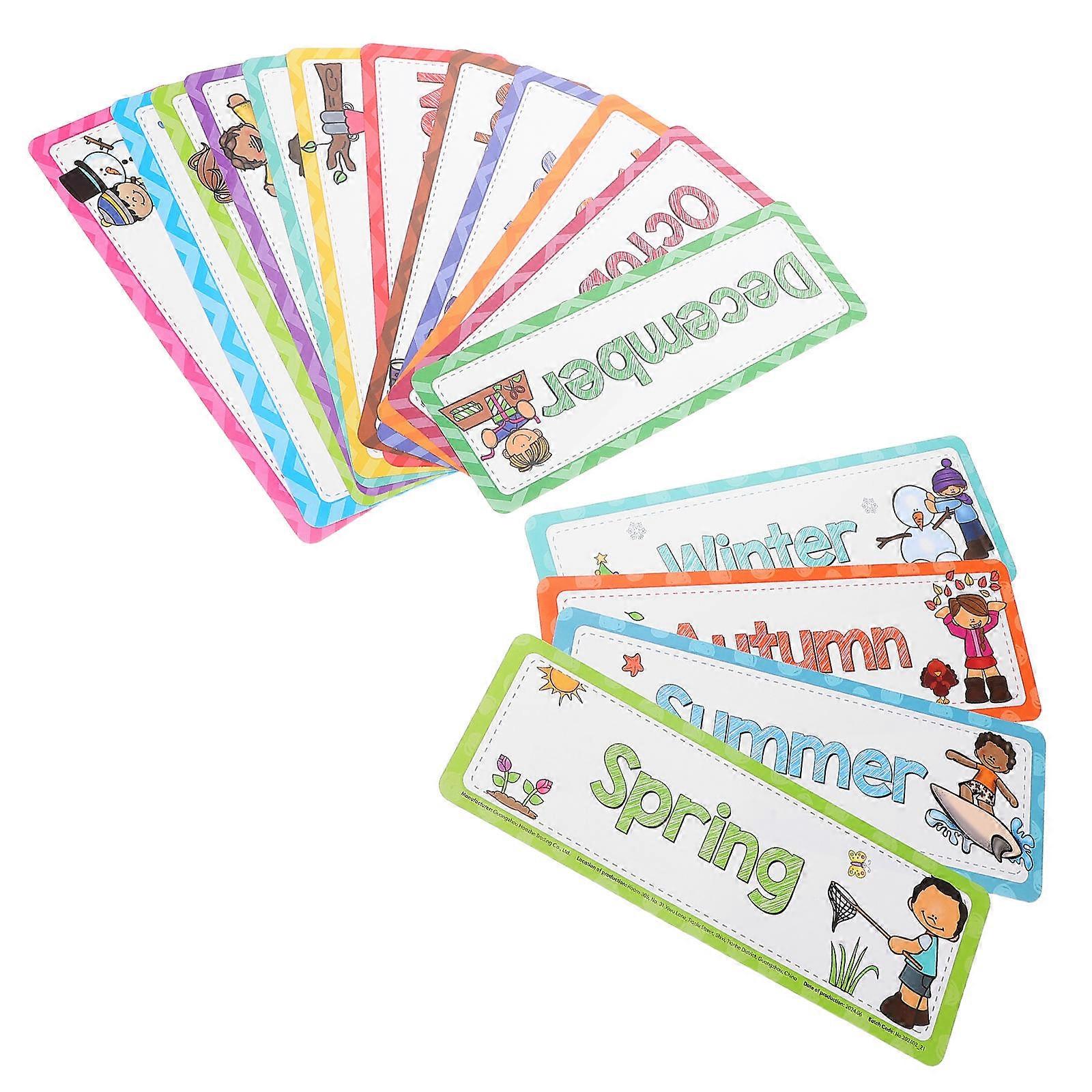 English Word Cards Flash Set for Study 16Pcs Kindergarten Learning Tools
