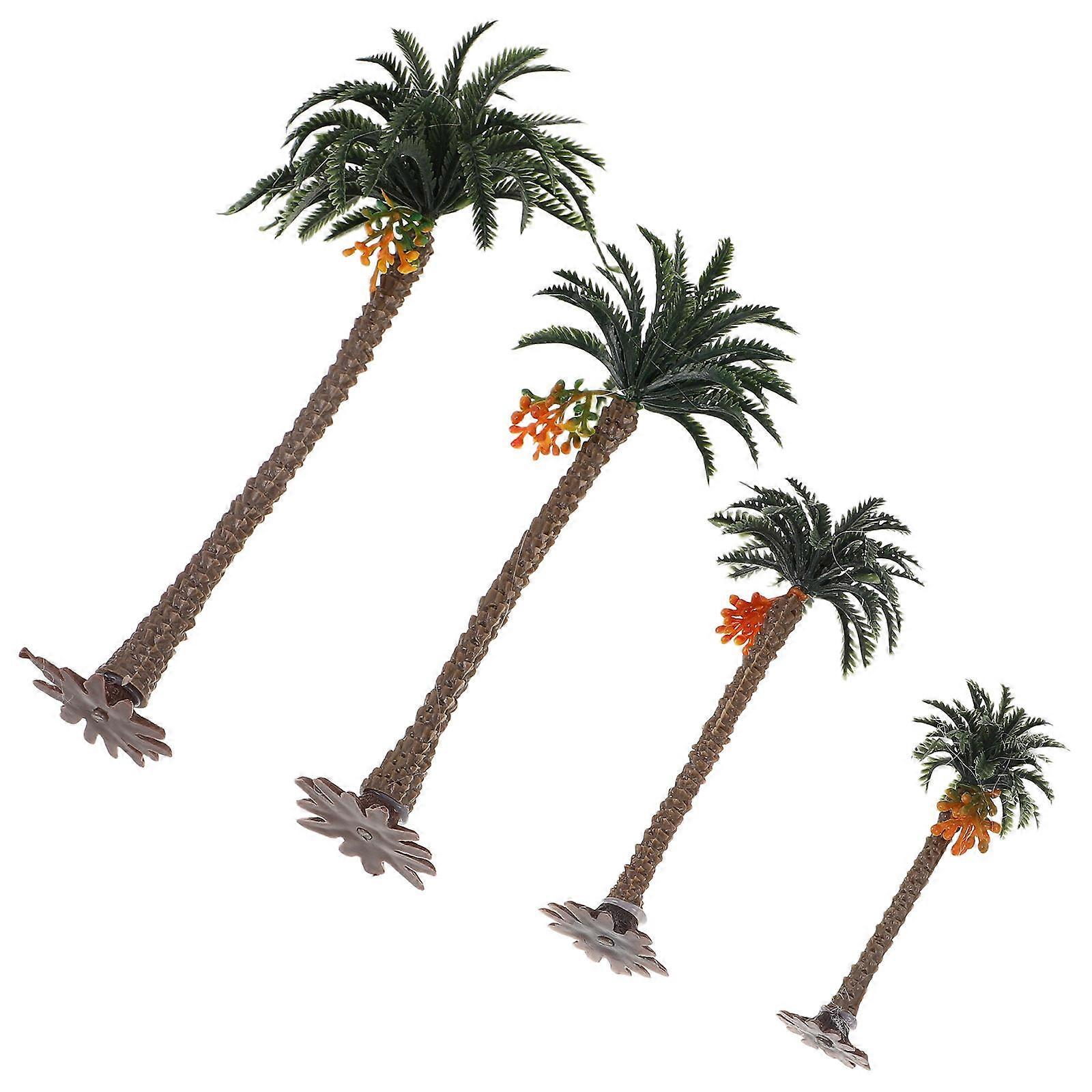 Artificial Coconut Tree Model for Decoration 4Pcs Plastic Miniature Trees Set