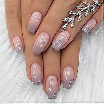 Press on Nails Fake Nails Tips Full Cover Medium False Gradient Nails for Women and Girls 24PCS (Purple gradient) Purple gradient 24 Piece Assortment