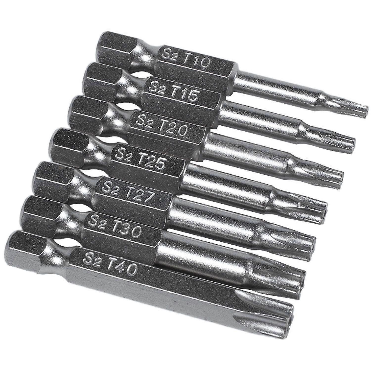 7Pcs Set Star Bit Screwdriver Drill Bits Screw Driver Magnetic 1/4Inch Hex Hand Tools -Pointed Star