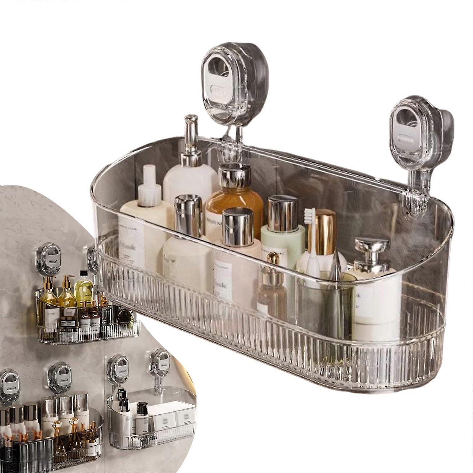 Shower Caddy with Suction Cups, No Drill Bathroom Storage Organizer, Waterproof Removable Shelf