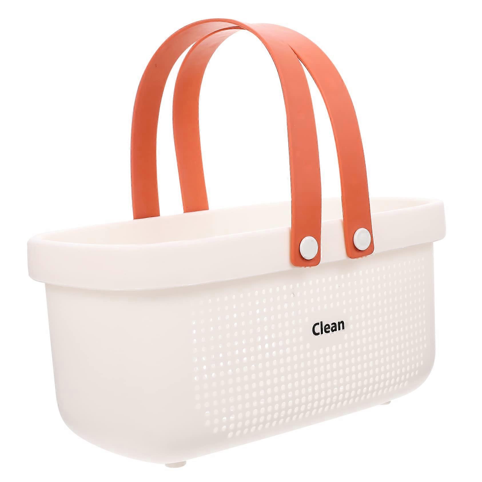 Portable Shower Caddy with Wide Handle and Drain Holes for Bathroom Storage and Toiletries