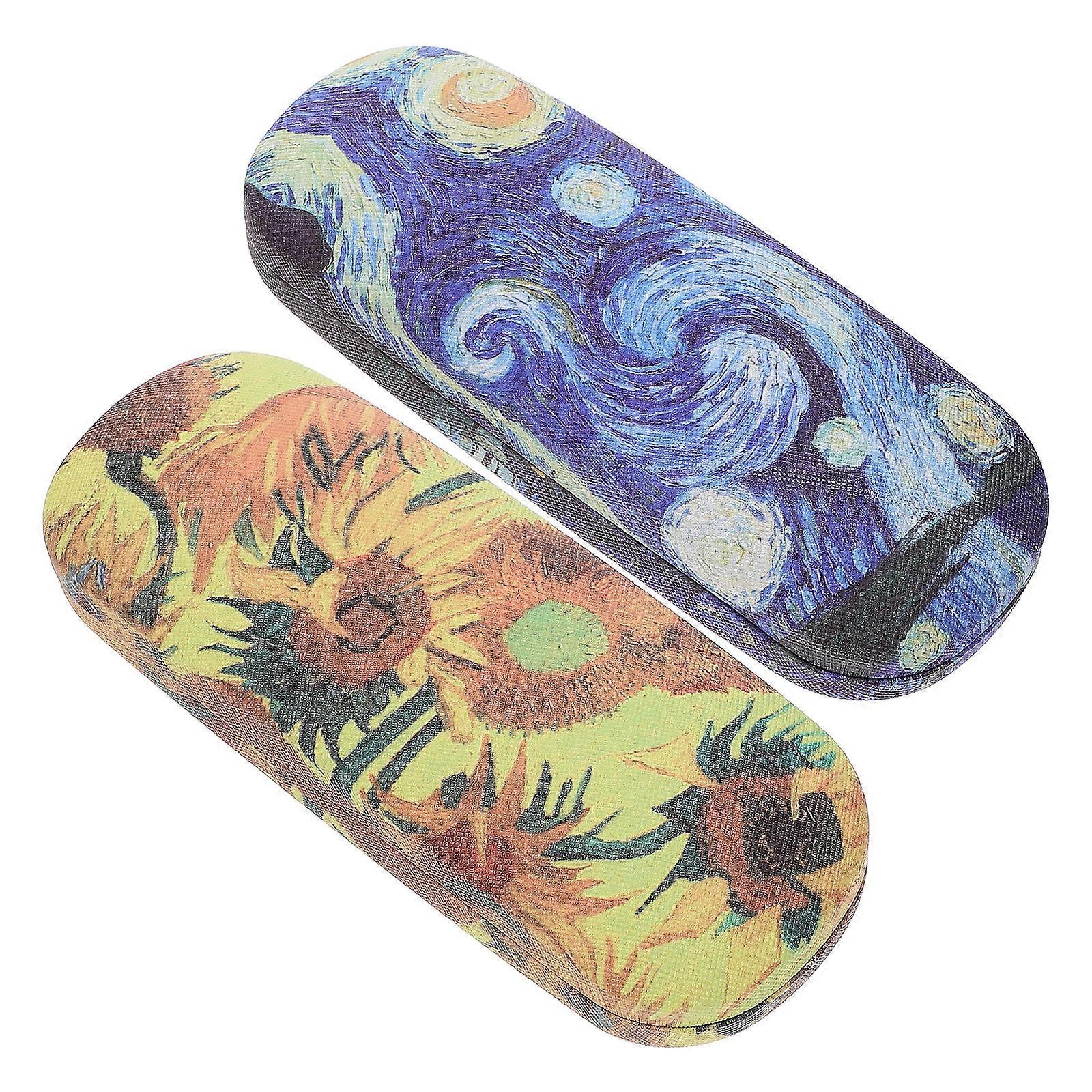 Glasses Box Oil Painting Pattern for Storage 6Pcs Eyeglasses Case Container