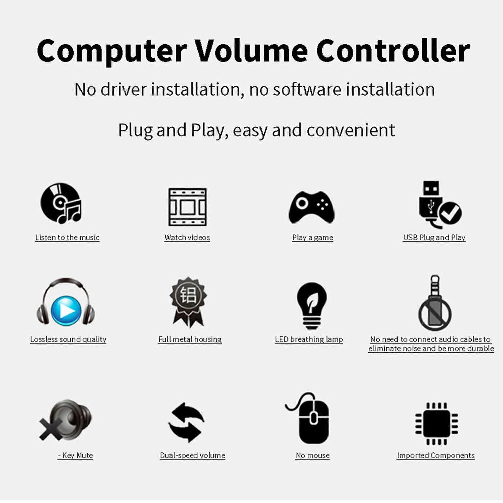 2X USB Computer Volume Controller Multimedia PC Speaker External Audio Volume Control Adjust Knob