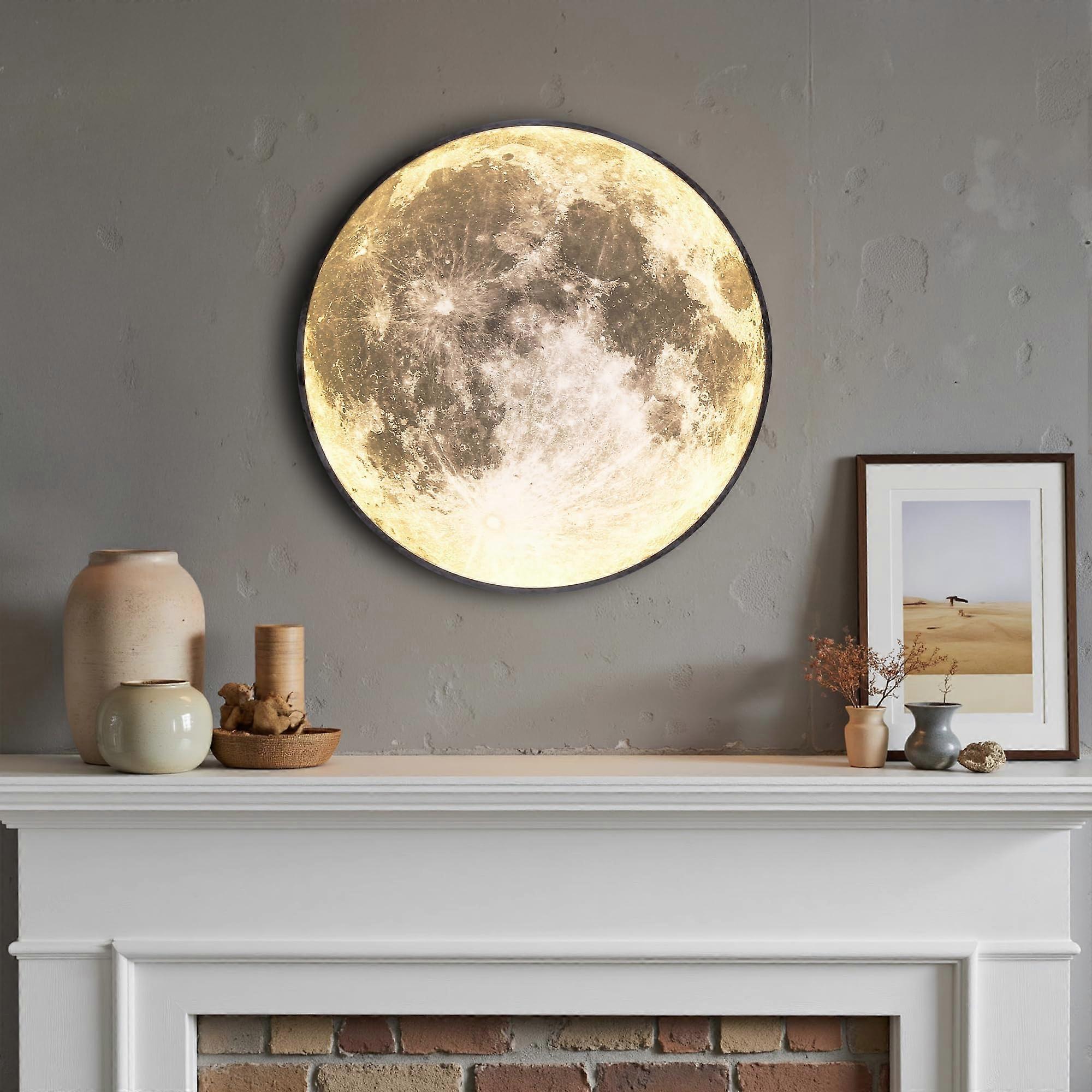 LED Moon Wall Light 12 Inch Dimmable Lamp with Remote, 3 Color Modes, Plugin or Hardwired