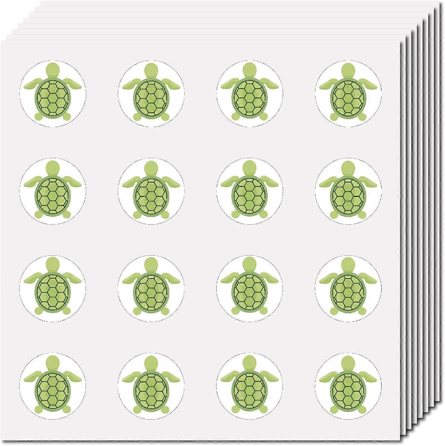 128Pcs Sea Turtle Round Picture Stickers Circle Sticky Labels Cartoon Bulk Dot Sticky Labels Waterproof Plastic Self Adhesive Round Marking for Hat Bo