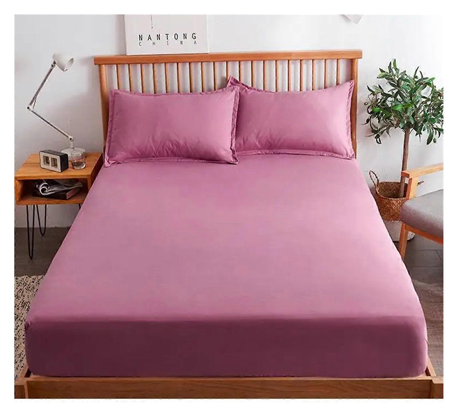 Single Fitted Sheet with Deep Pockets Soft Breathable Non Slip Red Bean Paste