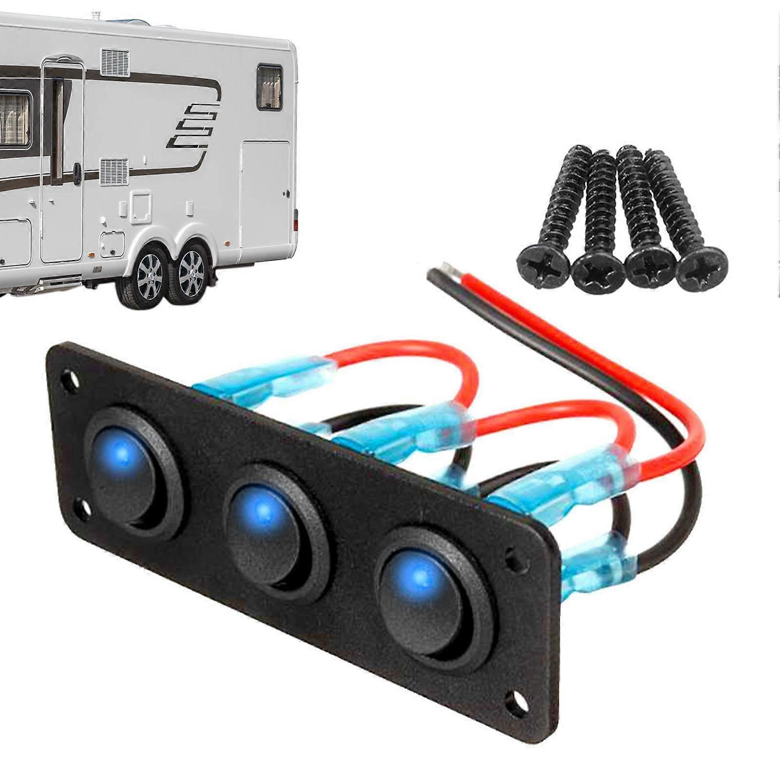 RV Panel, DC 12-24 Cat Eye Design Toggle Switch Panel with 16A Relay System for Marine and Boat Power Applications