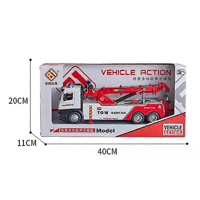 Large Double Hook Rescue Car Crane Alloy Front Sound And Light Large Engineering Operation Car Simulation Trailer Toys
