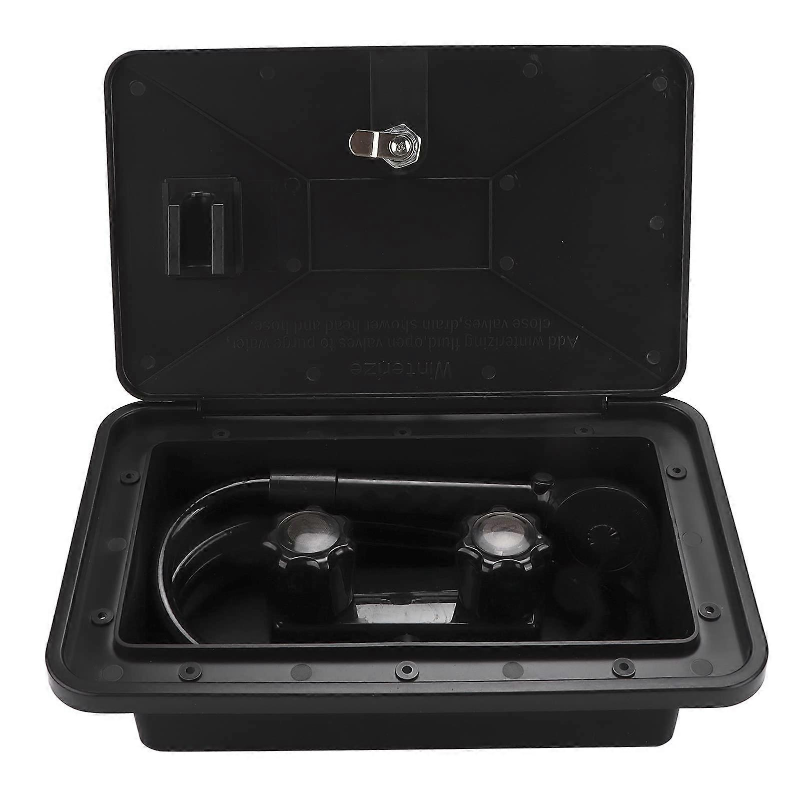 RV Outdoor Shower Box with Lock Pushbutton Temperature Control for Motorhome Caravan