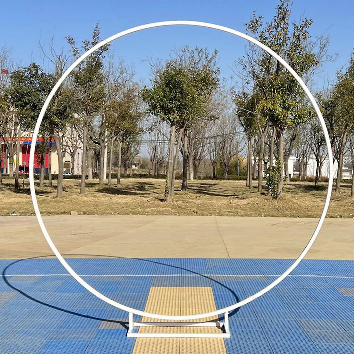 2.4M Large Metal Wedding Arch with Base, MultiSize Round Backdrop Stand for Party Decoration