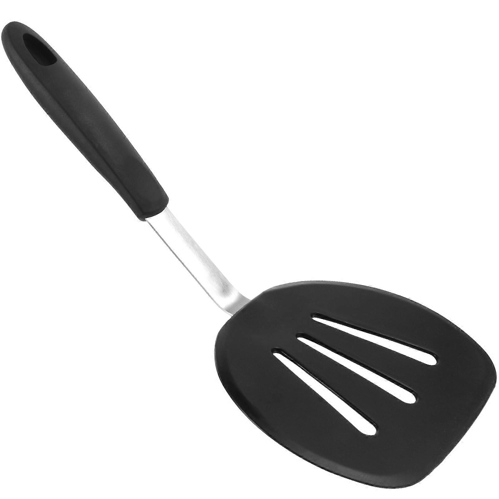 Black Silicone Slotted Frying Spatula for Cooking Kitchen Tool