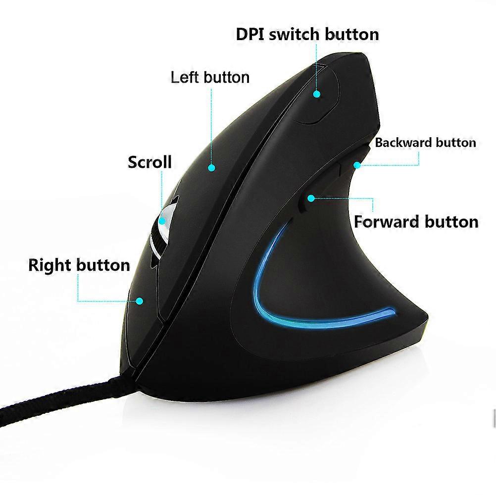 Optical Wired Mouse Ergonomic USB Vertical Mouse for Computer Use Black