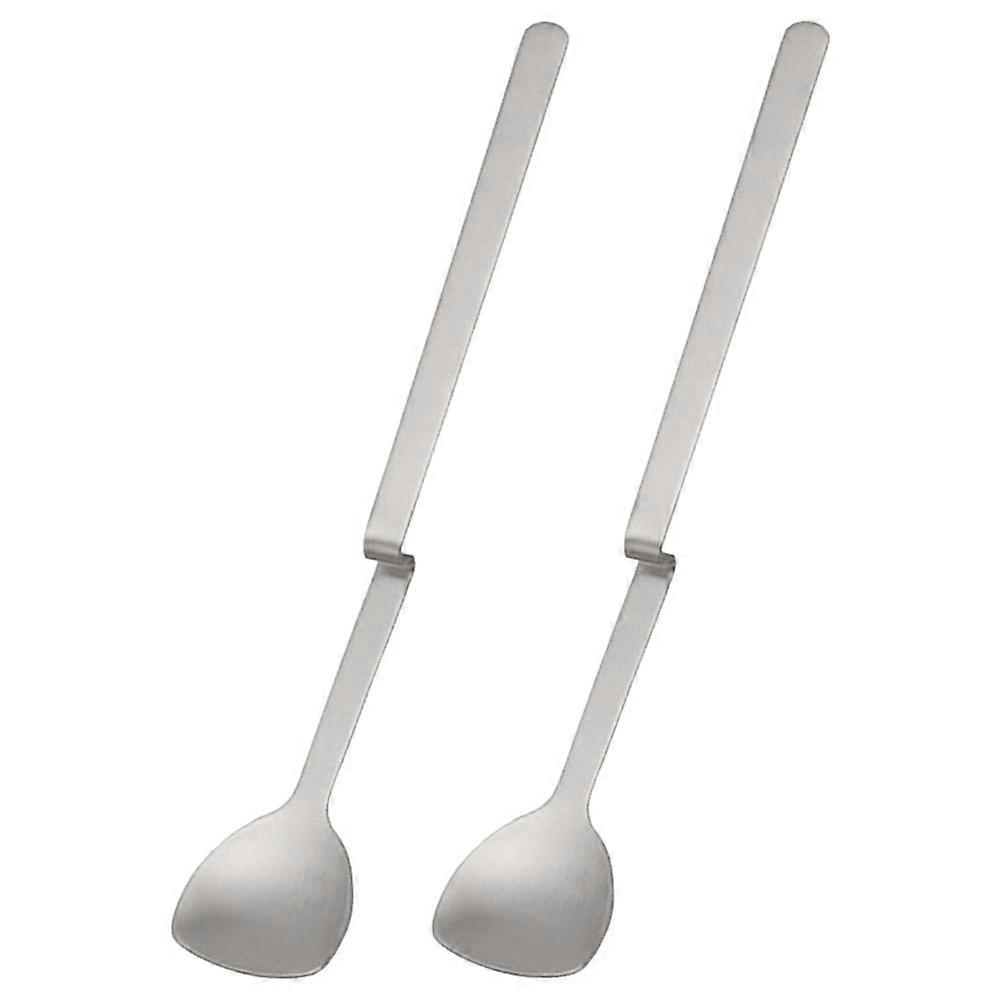 Tasting Spoons Multi-Function Spoons Metal Curved Handle For Food Preparation Home Users 2Pcs