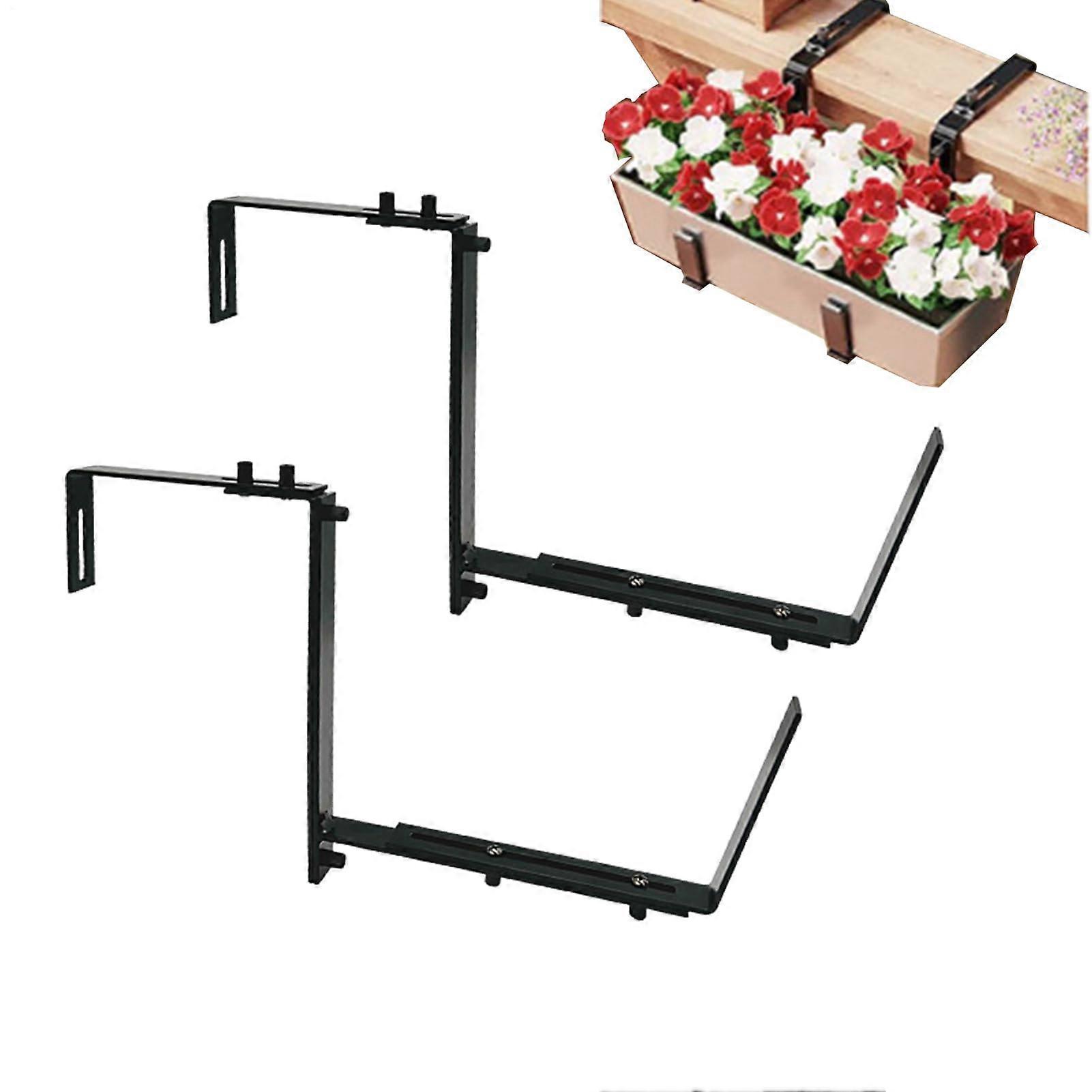 Window Box Brackets Adjustable Metal Railing Planter Holders Weatherproof Pack of 2