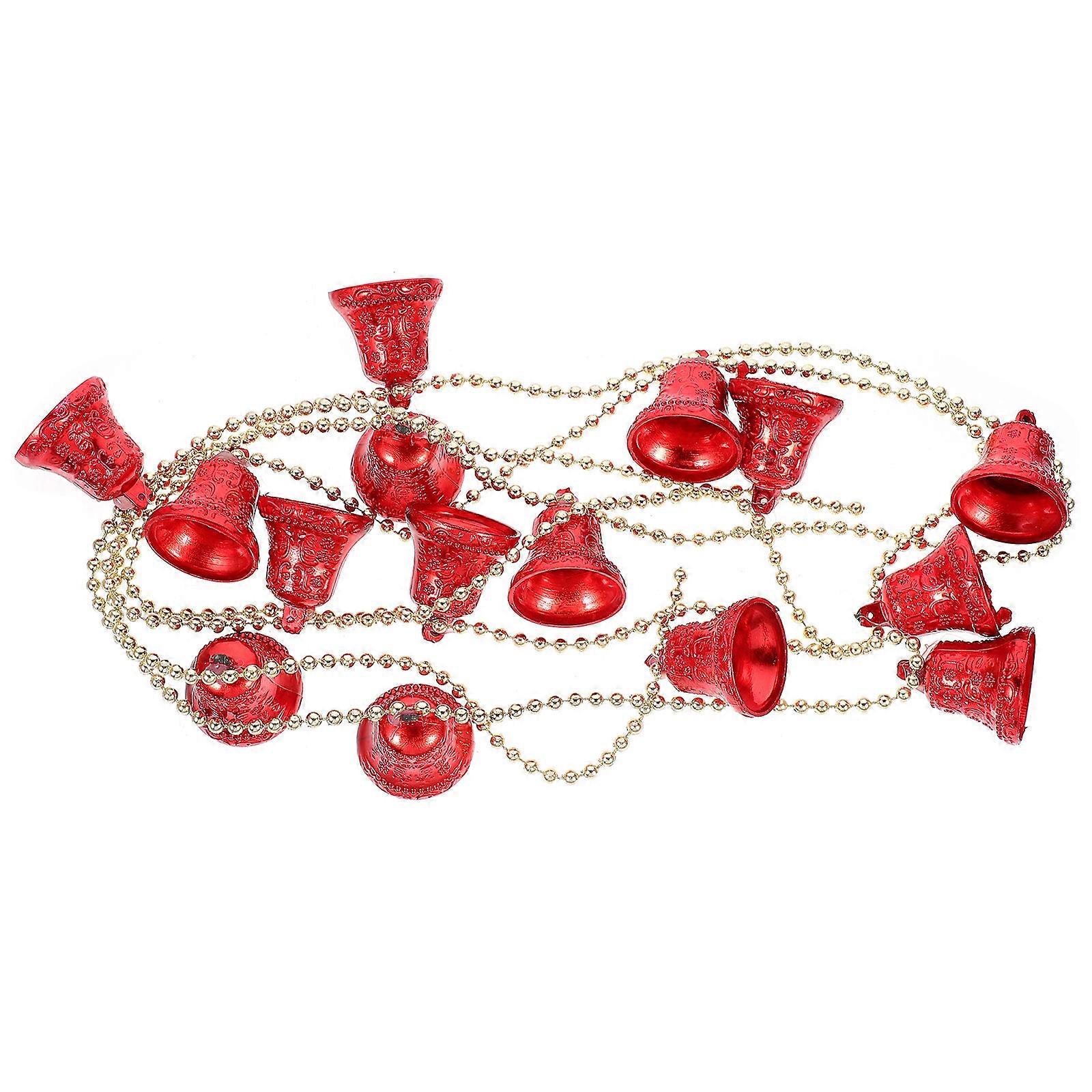 Christmas Bell Decor Bell Hanging String for Decoration 3Pcs Red Plastic