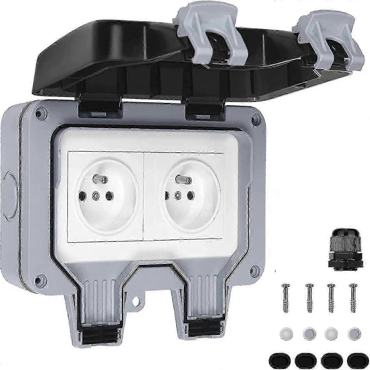 Waterproof Socket Double Outdoor Electrical Outlet Ip66 Waterproof Wall Socket 16a