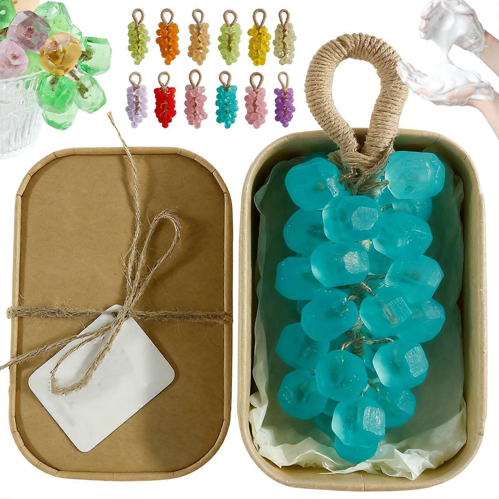 Crystal Grape Soap on a Rope Tea Tree Scent for Bath and Handwashing, Decorative Cluster Shape