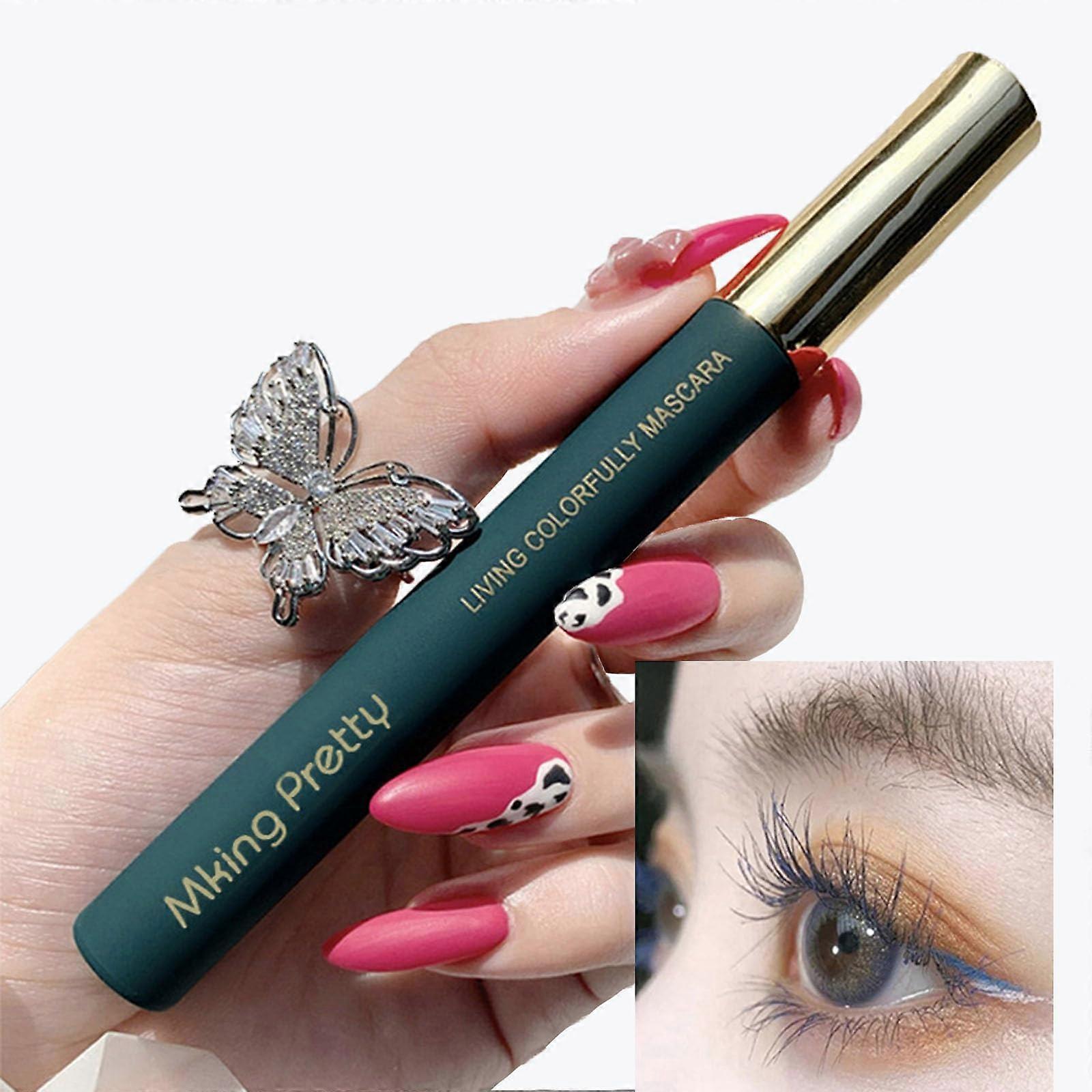 Colored Waterproof Mascara Blue LongLasting Curling Lengthening Thin Brush No Smudge