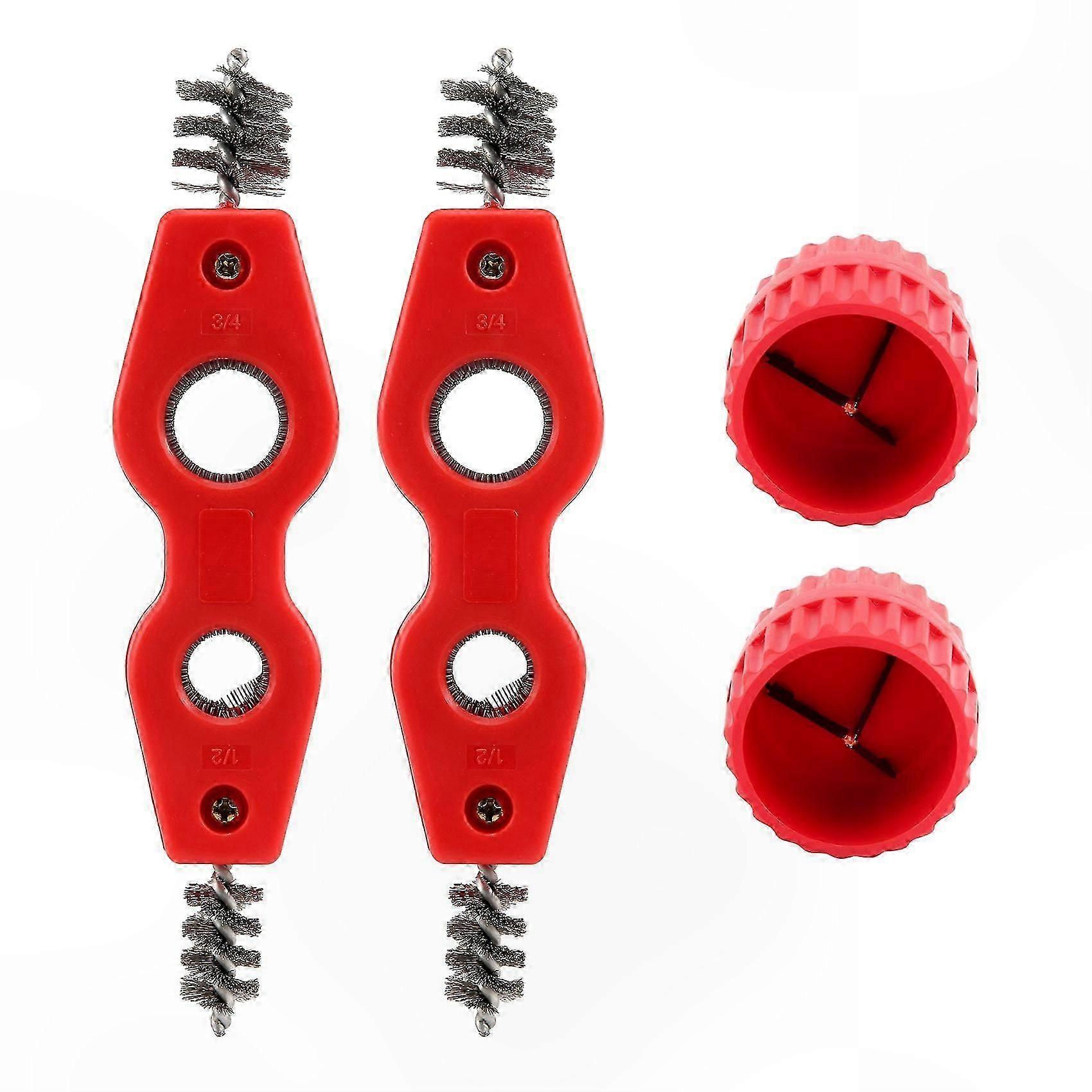 4-Piece Copper Pipe Cleaning Tool Set with Inner-Outer Reamer and Deburring Chamfer for Tubes