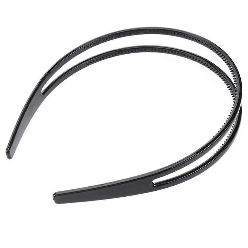 Black Double Row Thin Elastic Headband with Secure Fit and Durable Stylish Design