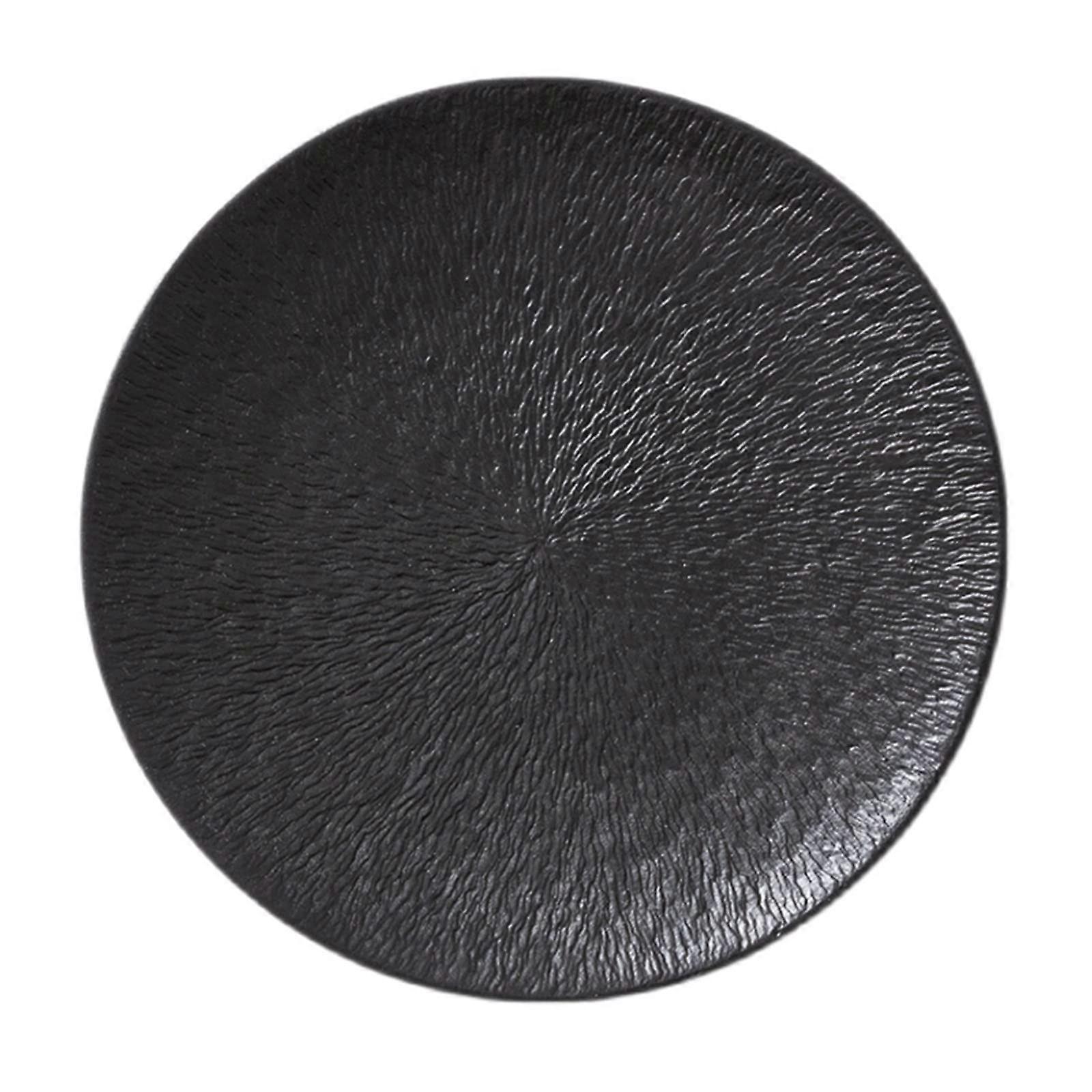 Ceramic Dinner Plate with Stone Texture Design, Microwave Safe, 20cm Black, Multiple Sizes