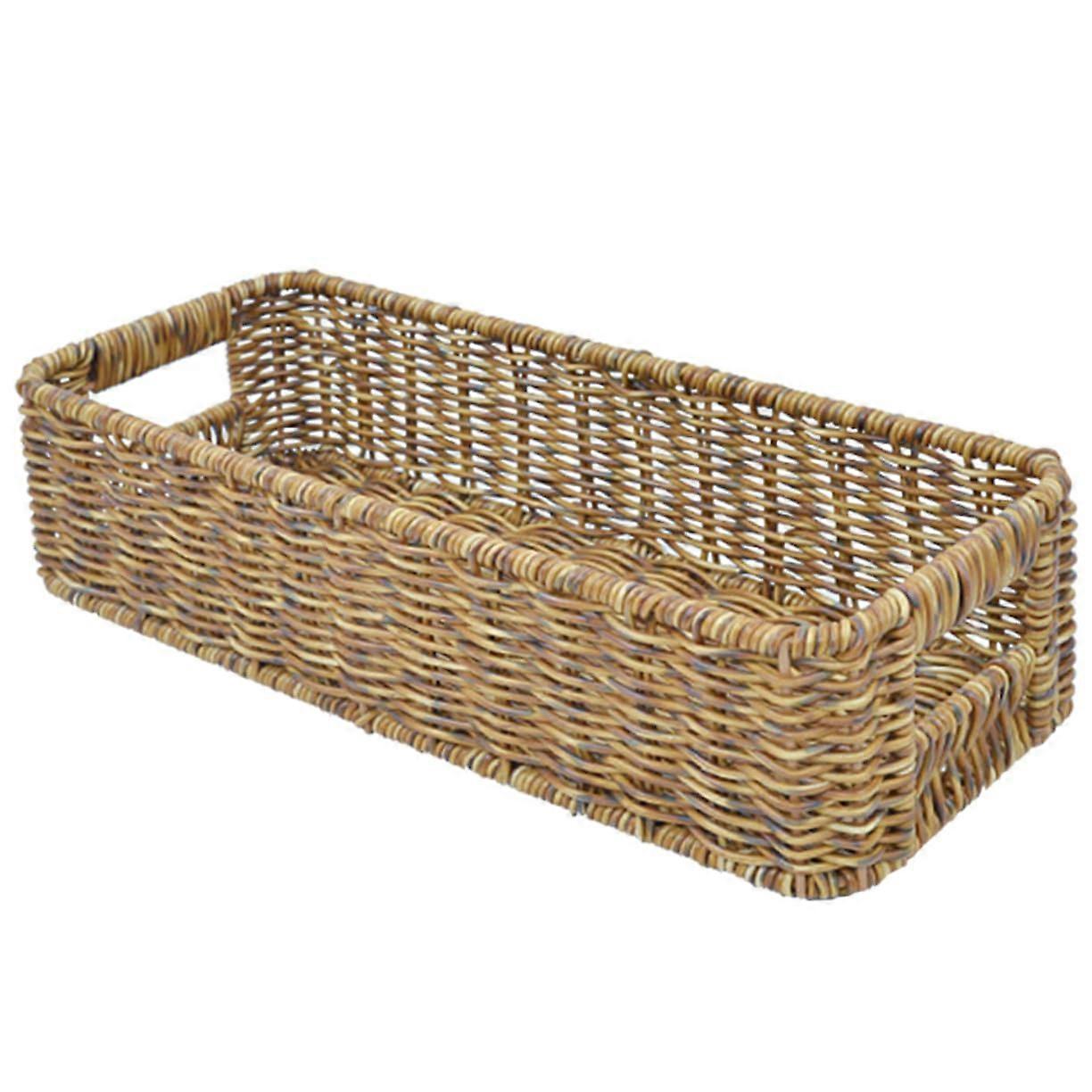 Woven Cutlery Basket Silverware Organizer with Large Capacity Rustic Handwoven Design for Kitchen