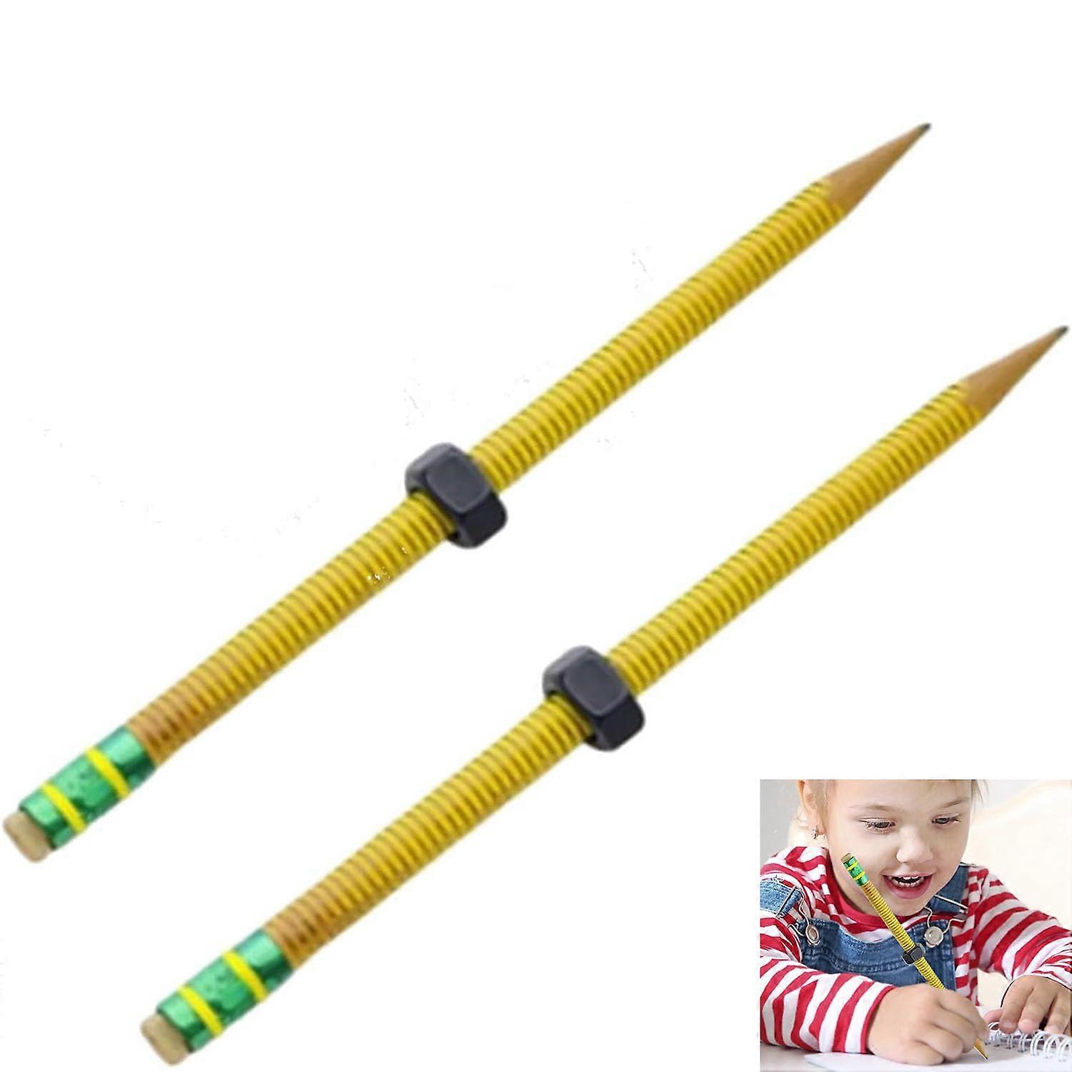 Fidget Pencil for ADHD, Quiet Sliding Threaded Design, Discreet Classroom Anxiety Relief Tool 2PCS