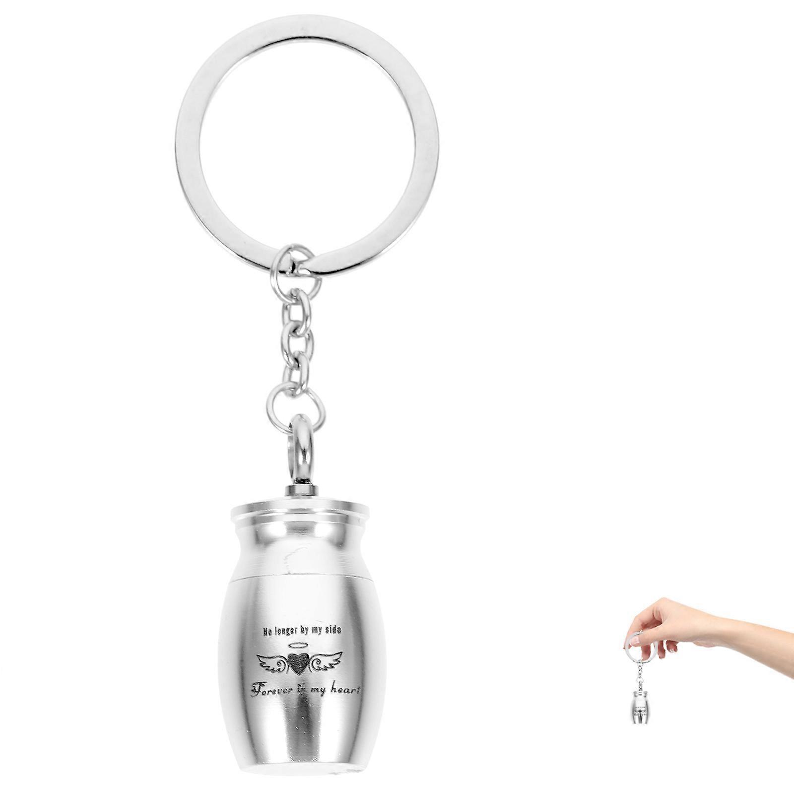 Pet Urn Key Chain Silver Mini Ash Container Pendant for Keepsake