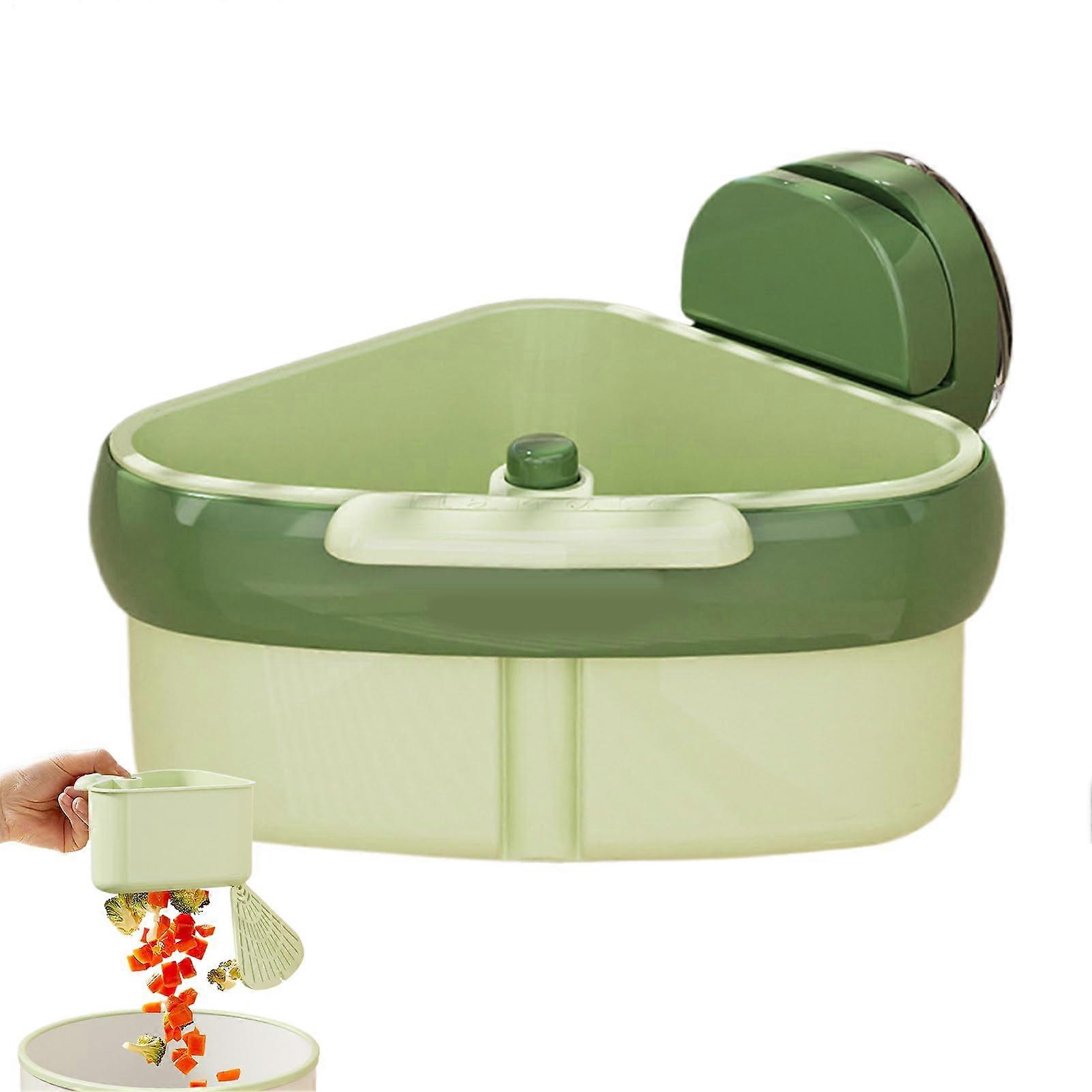 Sink Strainer Basket with Suction Cup, NonClogging Corner Kitchen Food Filter, SpaceSaving Green
