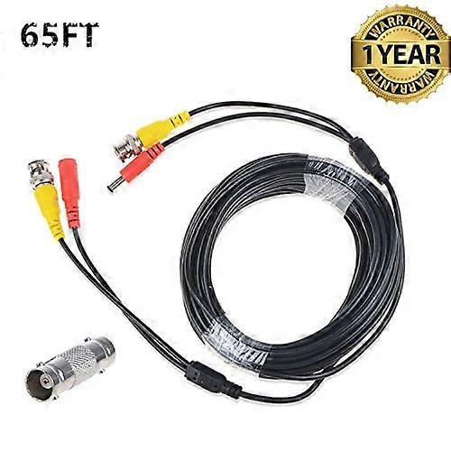 65ft Security Camera Extension Cable Power and Video in One Black for CCTV Systems