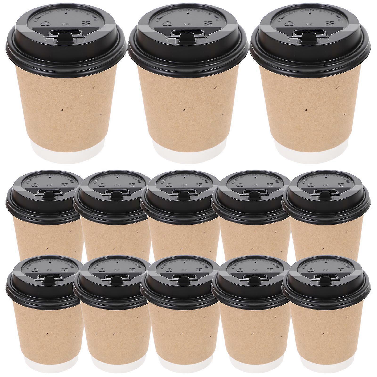 Black Disposable Paper Cups Double Layer Paper Drink Cup for 1Set