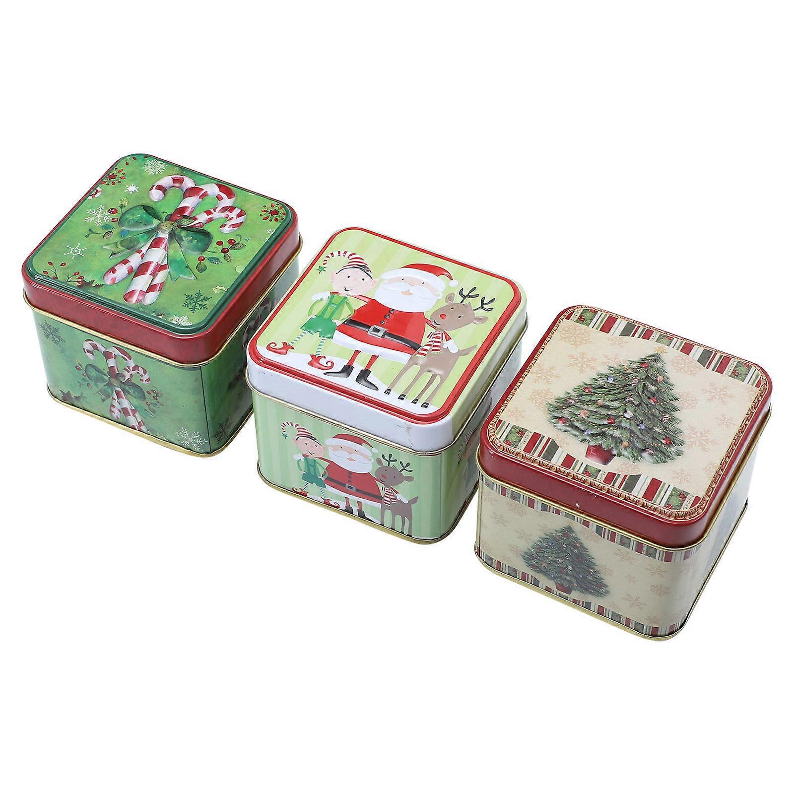 Christmas Gift Box Tinplate for Decor Gift Wrapping Box 3Pcs Set