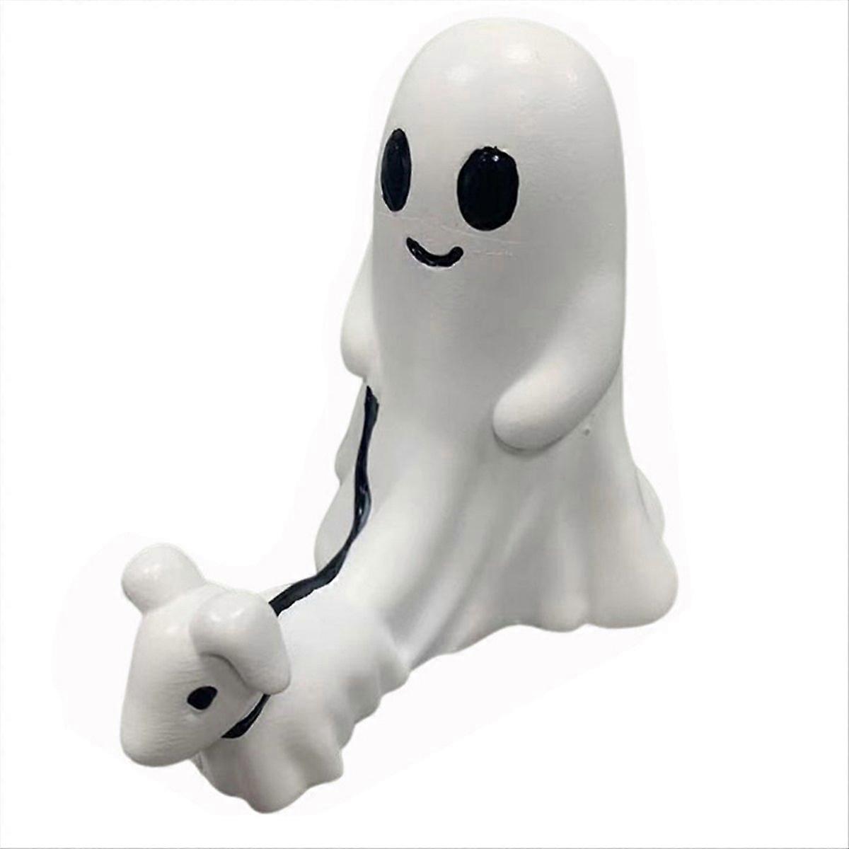 Ghost Walking Dog Statue, Ghost Walking His Ghost Dog (Junge) Medium