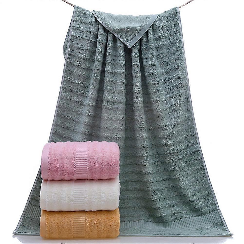 Bamboo Fiber Bath Towels Cotton Wave Pattern for Bath 3Pcs Set Pink