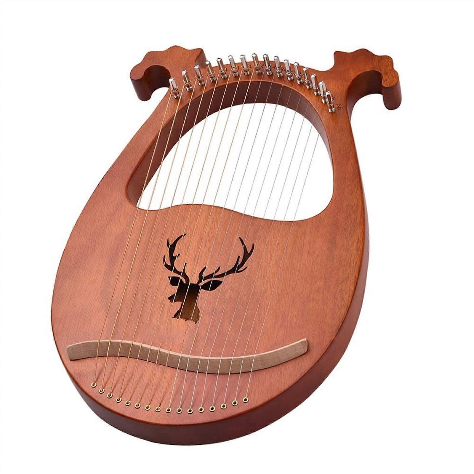16 String Lyre Harp Solid Wood with Tuning Hammer and Strings, Easy Learning Harp for Beginners