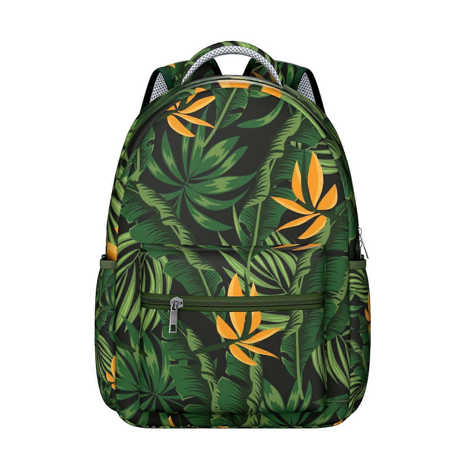 Mochila para laptop com estampa moderna de folhas de palmeira tropicais havaianas – Espaçosa, leve, compatível com laptops de 15,6", ideal para estudantes e deslocamentos universitários.