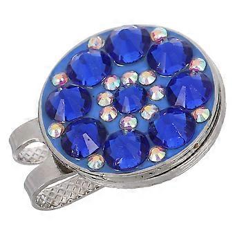 Eleganter Golfhutclip für Hüte, Kristallballmarker, Zinklegierung, Blau